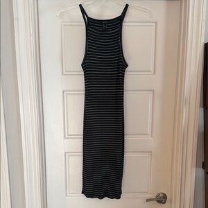 Striped Black and White Sleeveless Dress